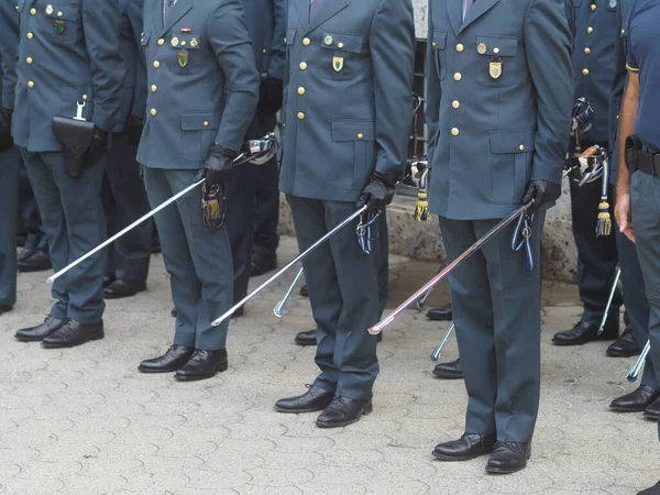 Cremona, Italy - June 25th 2023 guardia di finanza italian tax task force parade , uniform details, unrecognizable officials