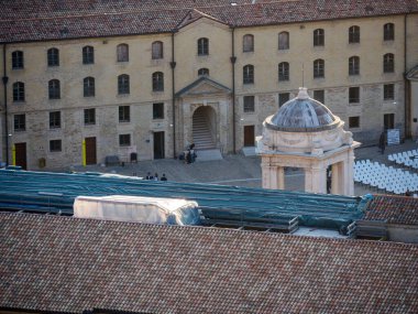 Ancora limanının manzarası, Le Marche, İtalya ilkbahar günbatımında yüksek çözünürlüklü görüntü