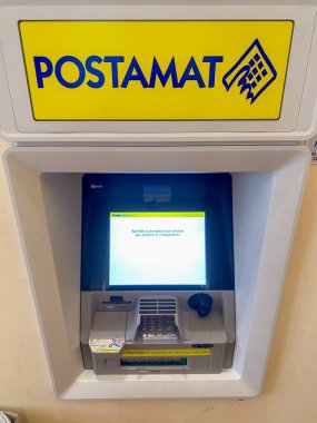 Cremona, Italy July 19th 2024 A postamat atm is displaying a service unavailable message, indicating a temporary disruption in its functionality clipart