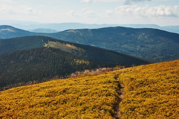 Horská Krajina Scénický Výhled Vrcholky Hor Svahy Kopce Údolí Pokryté — Stock fotografie