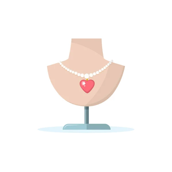 Dummy Necklace Heart Shape Jewel Valentine Day — Stock Vector