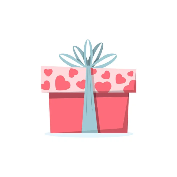 Icône Cadeau Avec Décoration Coeur Fête Saint Valentin — Image vectorielle