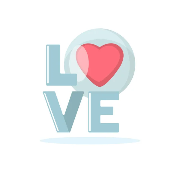 Kalpli Bir Aşk Metni Sevgililer Günü Kutlaması — Stok Vektör