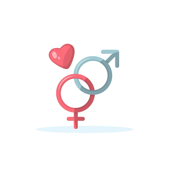 Symboles Masculins Féminins Avec Cœur Saint Valentin — Image vectorielle