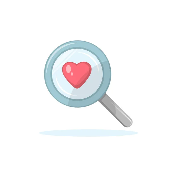 Ícone Lupa Com Coração Dia Dos Namorados —  Vetores de Stock