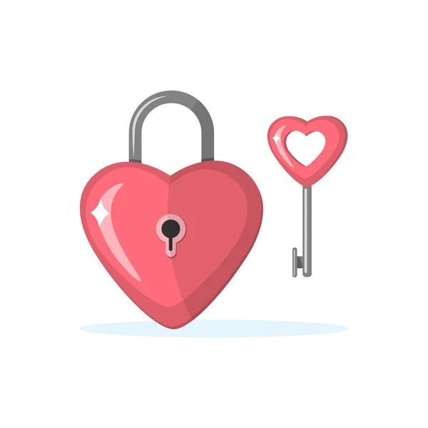 Padlock Key Heart Shape Valentine Day Celebration — Stock Vector