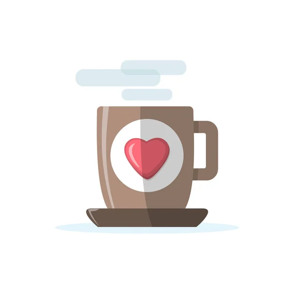 茶杯图标与心脏 情人节庆祝活动 — 图库矢量图片