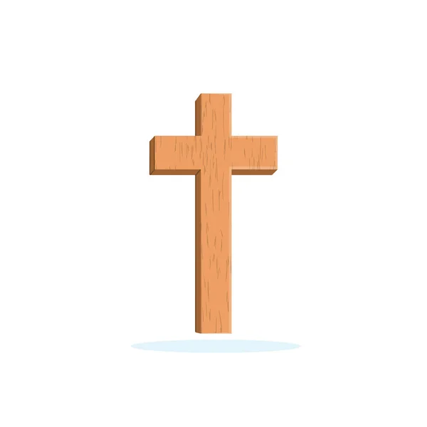 Isolerat Religiöst Träkors Kyrkoföremål — Stock vektor