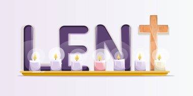 Lent season concept with a cross and candles clipart