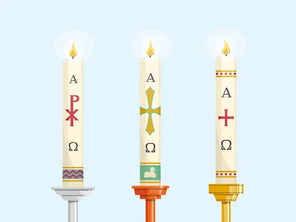 Set Paschal Candles Easter Vigil Holy Week — Stockvektor