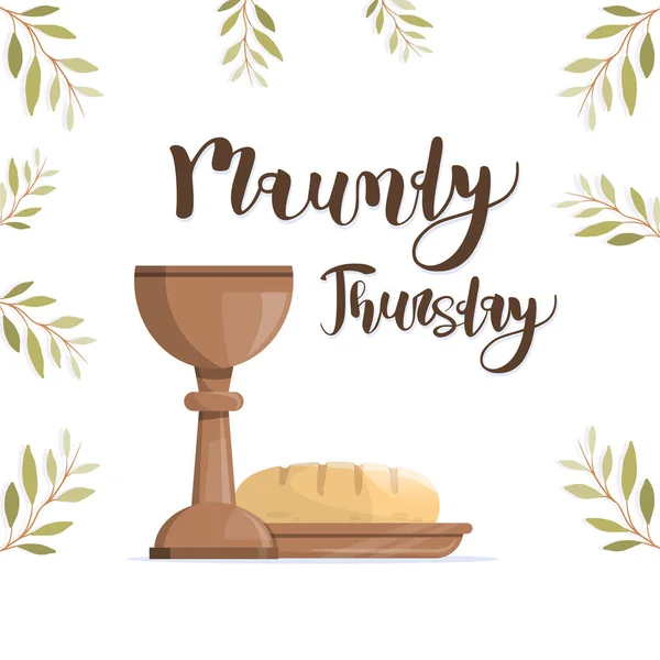 Maundy Thursday Banner Chalice Bread — Stock Vector