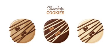 Şeritli yuvarlak çikolatalı kurabiyeler. Tatlı tatlı