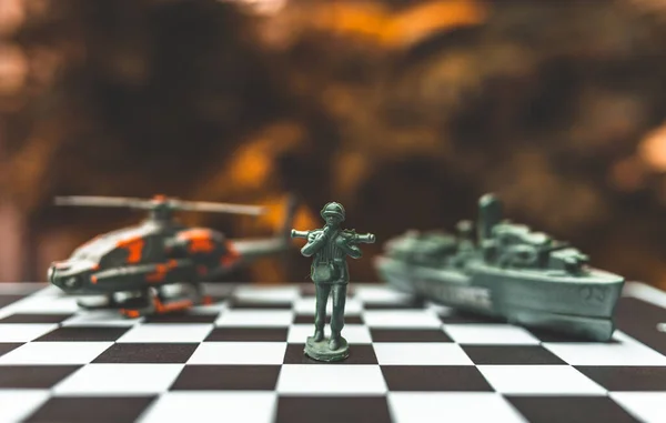 Військові Шахи Шаховій Дошці Ідеї Бізнесу Конкуренція Стратегія Україна Росія Стокове Фото