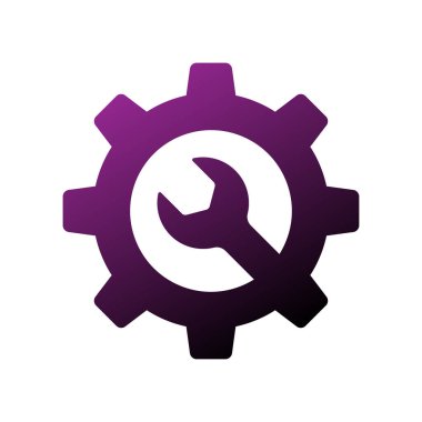 Logo ve şablon, otomotiv, araba, tamir servisi. İngiliz anahtarı ve çark levhası, düz stil. Vektör çizimi. Eps 10