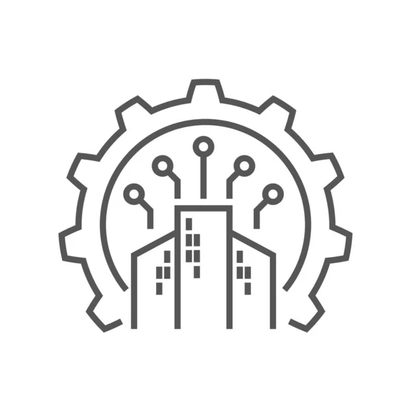 Fabricação Digital Indústria Indústria Científica Produção Indústria Inteligente Manufatura Logotipo —  Vetores de Stock