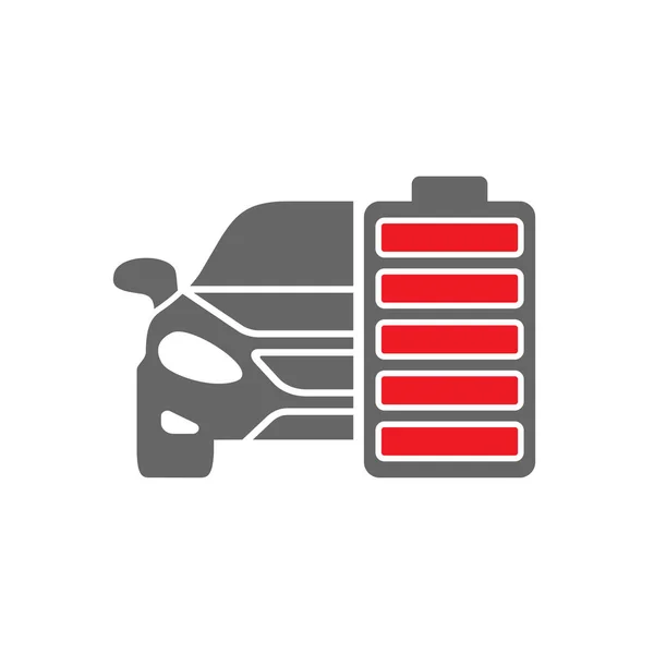 Indicador Bateria Ícone Nível Carregamento Com Forma Carro Elétrico Carro — Vetor de Stock