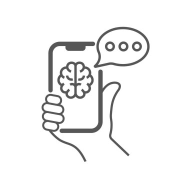 Sanal ses tanıma servisi teknolojisi asistanı. Yapay zeka robot desteği. Chatbot beyni akıllı telefon sisteminde. EPS 10.