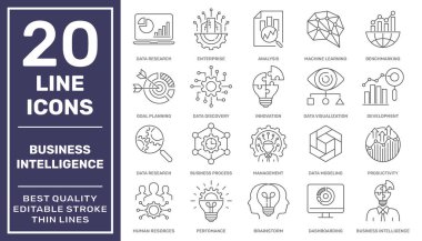 İş İstihbarat araçları. ui, ux, websitesi, web sitesi, uygulama grafik tasarımı için iş zekası konsepti simgesi biçimi. Düzenlenebilir Vuruş. EPS 10.