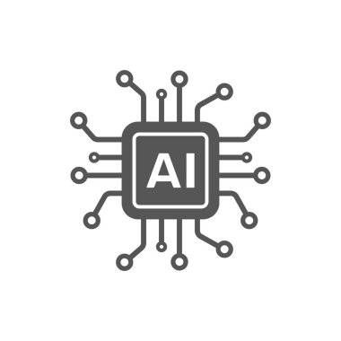 Web siteleri ve mobil minimalist düz tasarım için Ai işlemci vektör simgesi. Mini Ai Cpu simgesi düz stil. Mobil Ai Cpu. Eps 10.