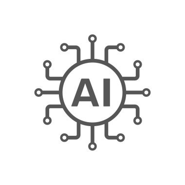 Yapay Zeka, yapay zeka, grafik tasarım, logo, web sitesi, sosyal medya için yapay zeka işlemci vektör simgesi. Düzenlenebilir Vuruş. EPS 10.