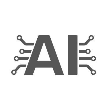 Yapay zeka konsepti. Mektup A, ben ve devre kartı. Boş arkaplanda gradyan rengi olan simge. EPS 10.