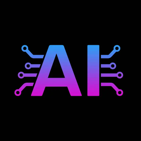 stock vector Artificial intelligence concept. Letter A and I and circuit board. Icon with gradient color on blank background. EPS 10.