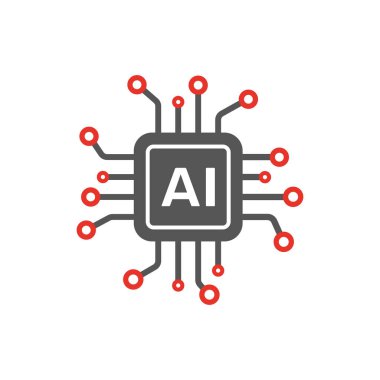 Yapay zeka yapay zekası olan bir işlemci. Yapay zeka çipi. Mükemmel Vektör. EPS 10.