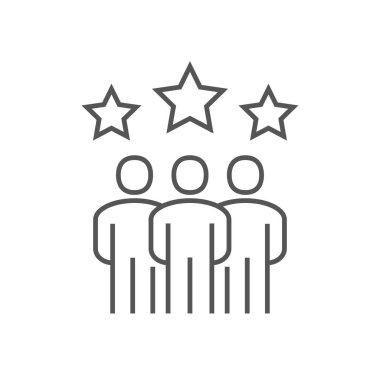 Üzerinde yıldızlar olan üç ana figür, bir derecelendirme veya gözden geçirme sistemini simgeliyor. EPS 10