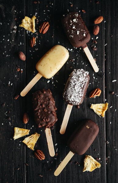 Ice Creams Dark Background High Quality Photo Stock Photo