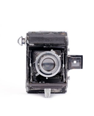 Beyaz arkaplanda eski model katlama kamerası