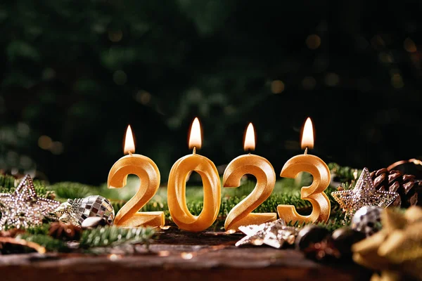 Свято Новим Роком 2023 Цифри 2023 Року Зроблені Золотими Спалювальними — стокове фото