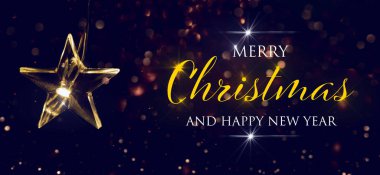 Soyut Noel arkaplanı ya da tebrik kartı. Noel ışığı. Yılbaşı tatili geçmişi. Parlak yıldızlar soyut ışıltılı arka planda sönmüş ışıklar ve tatil süslemeleriyle ışık tutuyordu.