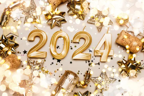 Latar Belakang Liburan Selamat Tahun Baru 2024 Angka Tahun 2024 — Stok Foto
