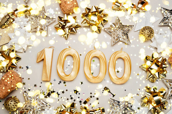 1000 Followers Card Template Social Networks Blogs Festive Background Social Stock Photo
