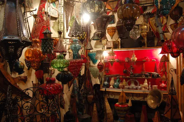 Inside a shop selling chandeliers and antiques in the Medina of Tunis, Tunisia, Africa