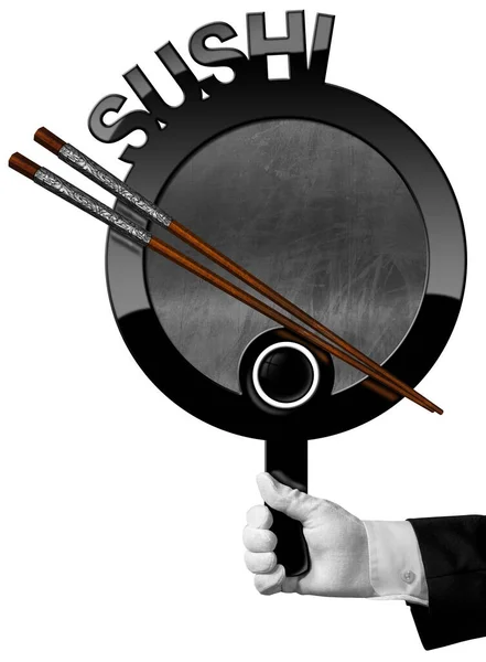 Banner Für Ein Sushi Menü Koch Oder Kellner Mit Weißem — Stockfoto