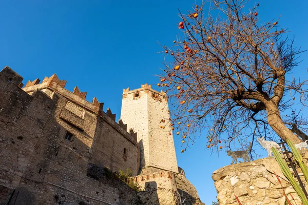 中世纪的Malcesine Scaligero城堡 加尔达湖沿岸的旅游胜地 Lago Garda 维罗纳省 意大利威尼托 — 图库照片