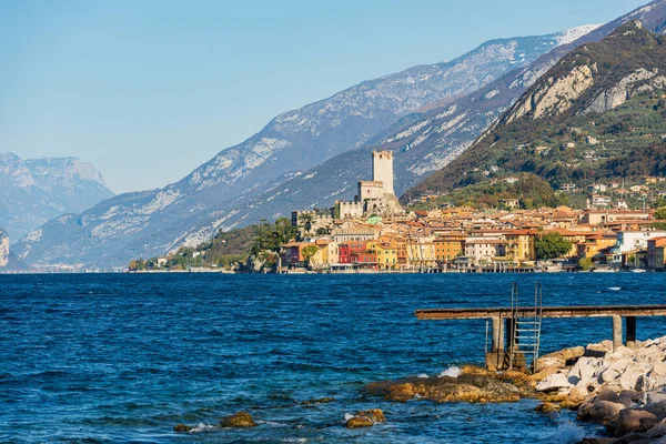 Vesnice Malcesine Slavné Turistické Letovisko Pobřeží Jezera Garda Lago Garda — Stock fotografie