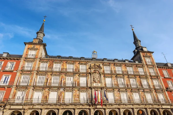 Facade of the Casa De La Panaderia (house of the bakery, 1619), ancient palace in Plaza Mayor (main square), Madrid downtown, Spain, southern Europe.