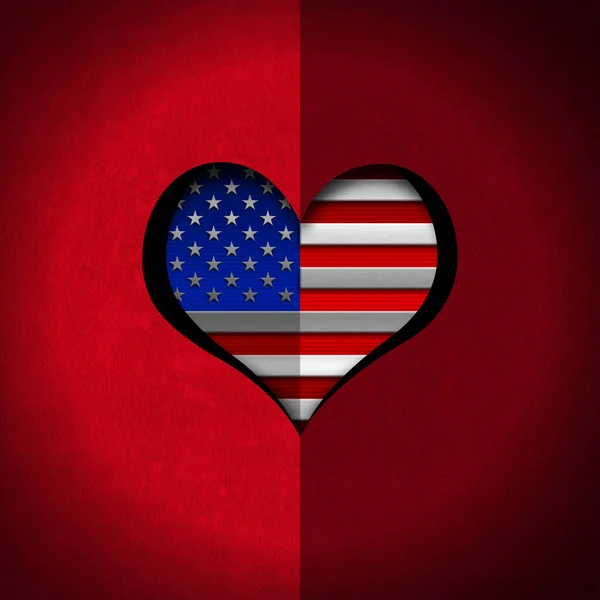 Bandera Nacional Los Estados Unidos América Forma Corazón Sobre Fondo — Foto de Stock