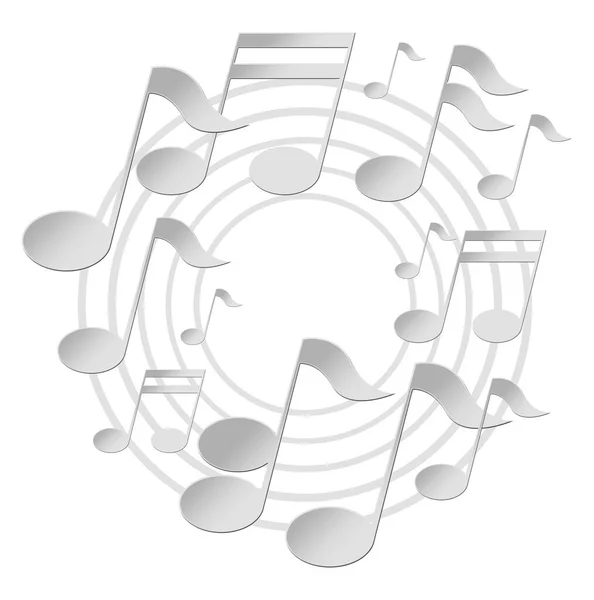 Notas Musicales Blancas Grises Sobre Pentagrama Musical Forma Círculo Aislado — Foto de Stock