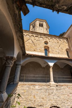 Close-up of the ancient San Fruttuoso Abbey (San Fruttuoso di Capodimonte), X-XI century, place of worship between Portofino and Camogli, Genoa province (Genova), Liguria, Italy, Europe. clipart