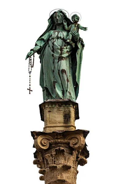 Antigua Columna Con Estatua Cobre 1632 Santa María Del Rosario — Foto de Stock