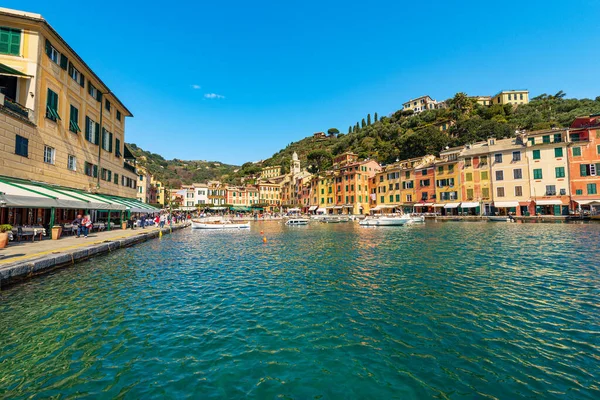 Portofino Kikötője Városképe Luxus Turisztikai Központ Genova Tartományban Liguriában Olaszországban — Stock Fotó