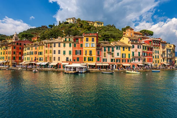 意大利利古里亚热那亚省的豪华旅游胜地Portofino村的多彩的房子 地中海 利古里亚海 — 图库照片