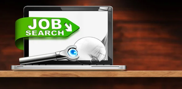 Begreppet Jobbsökning Illustration Modern Bärbar Dator Med Text Job Search — Stockfoto