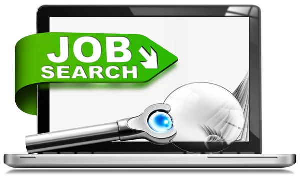 Begreppet Jobbsökning Illustration Modern Bärbar Dator Med Text Job Search — Stockfoto