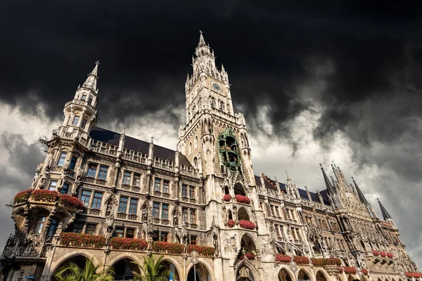 The New Town Hall of Munich. Neue Rathaus, XIX century neo-Gothic style palace in Marienplatz, the town square in historic center. Bavaria, Germany, Europe.