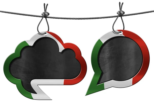 Ілюстрація Двох Порожніх Мовних Бульбашок Італійським Прапором Копіюванням Простору Повішення — стокове фото