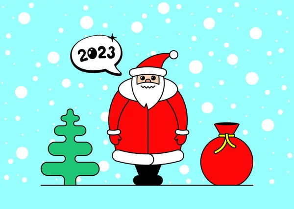 Cute Kreskówki Kawaii Postać Świętego Mikołaja Boże Narodzenie Szczęśliwego Nowego — Wektor stockowy